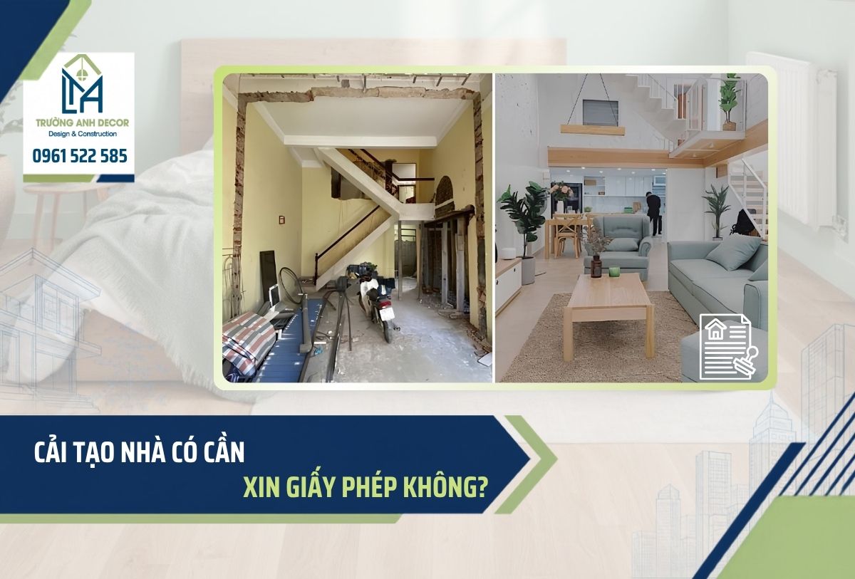 Thợ thi công sơn lại tường và thay trần thạch cao bên trong nhà phố đang cải tạo
