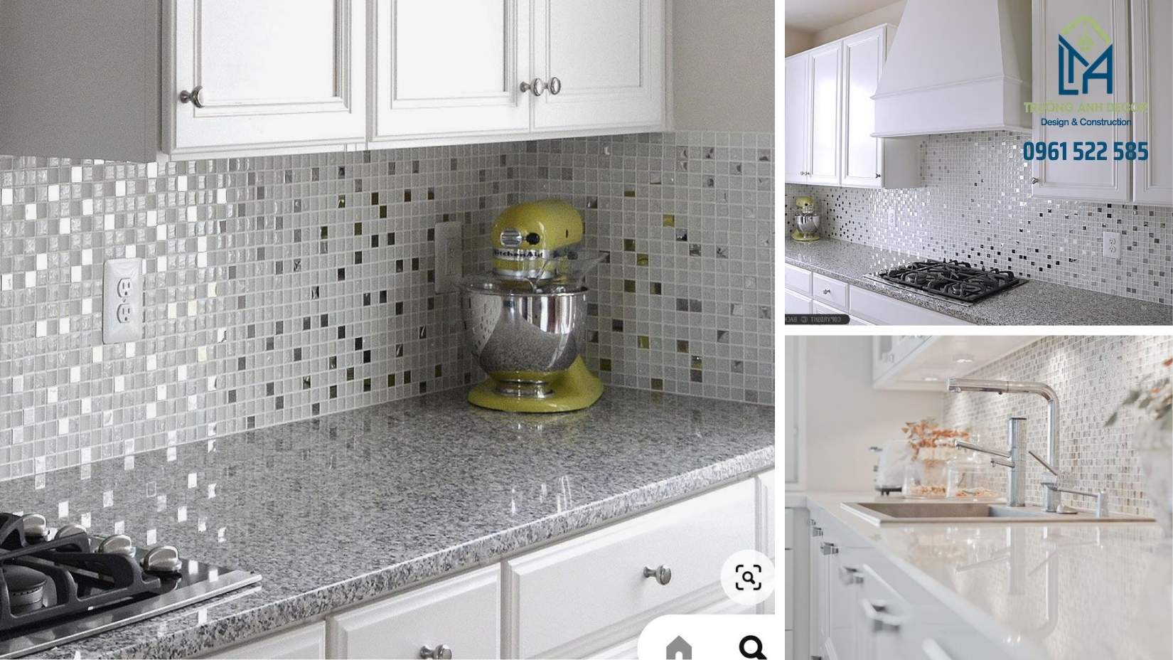 Mẫu kính ốp bếp sơn kim sa ánh kim tại Thủ Đức