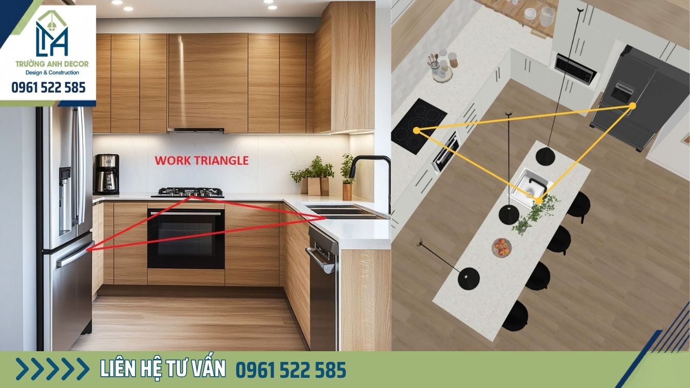 Nguyên tắc tam giác bếp khi thiết kế nội thất phòng bếp