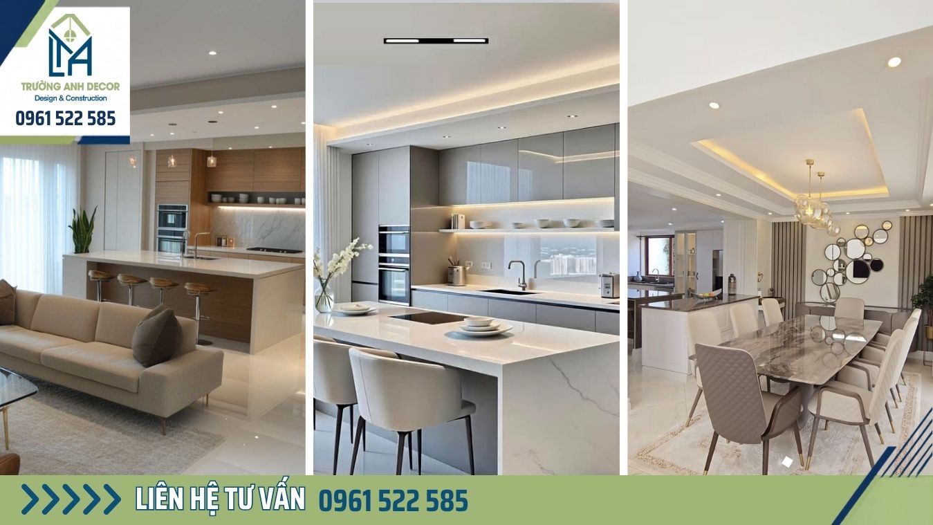 Xu hướng thiết kế nội thất phòng bếp có bàn đảo và không gian mở