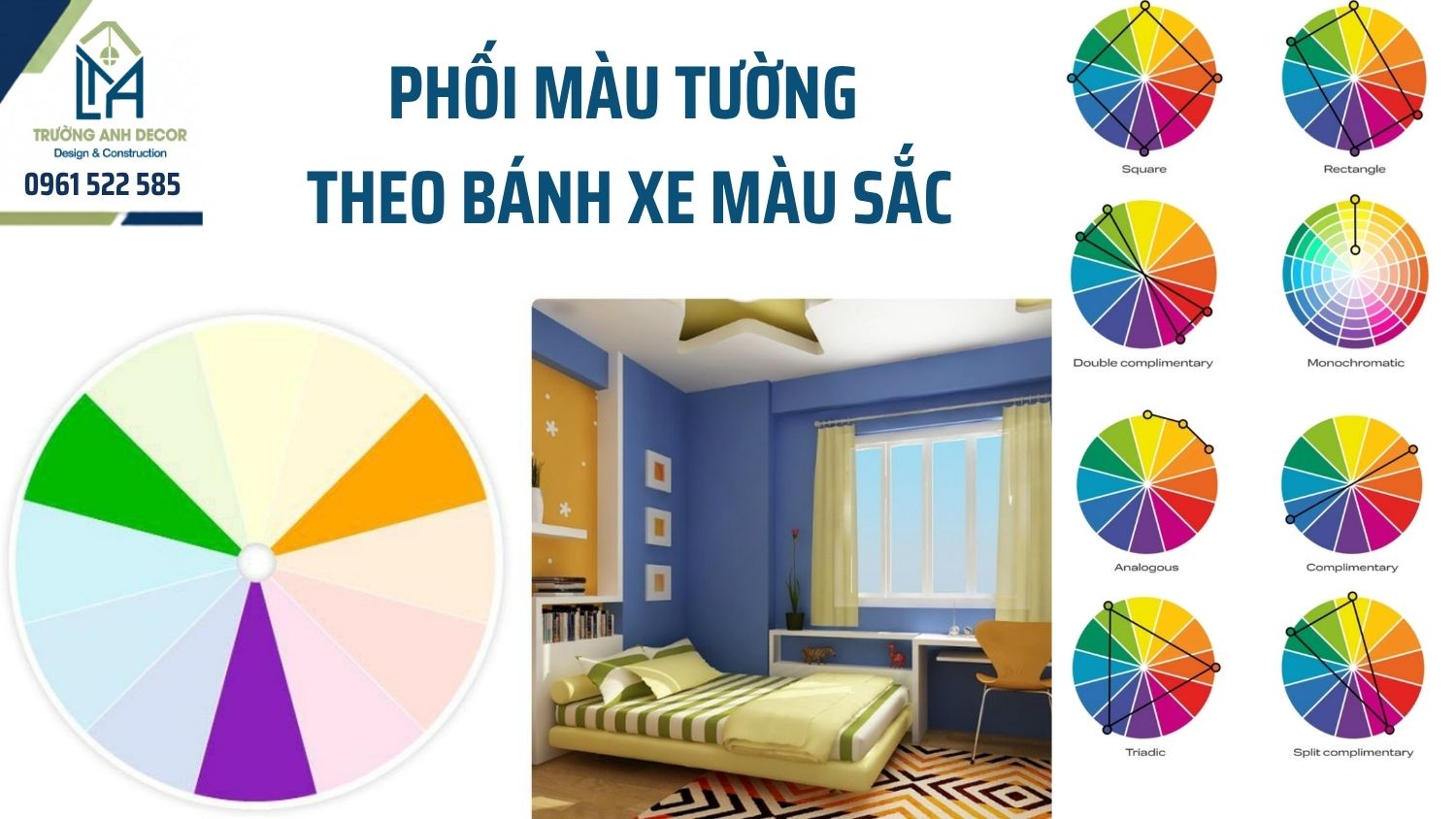 Phối màu tường phòng ngủ theo bánh xe màu sắc