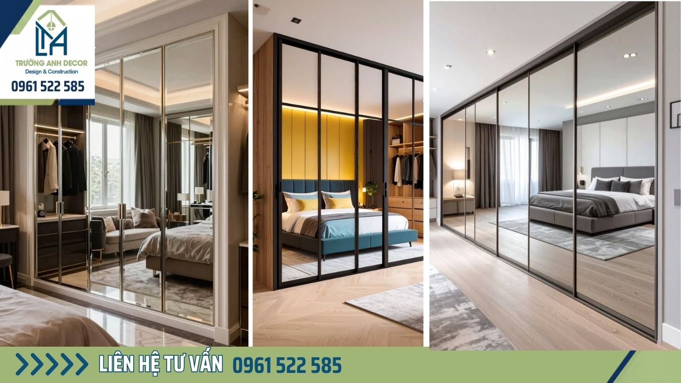 Tủ quần áo âm tường có cánh gương toàn thân trong phòng ngủ