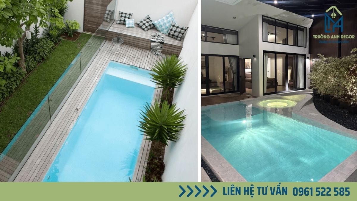 Bể bơi mini trong sân sau nhà phố