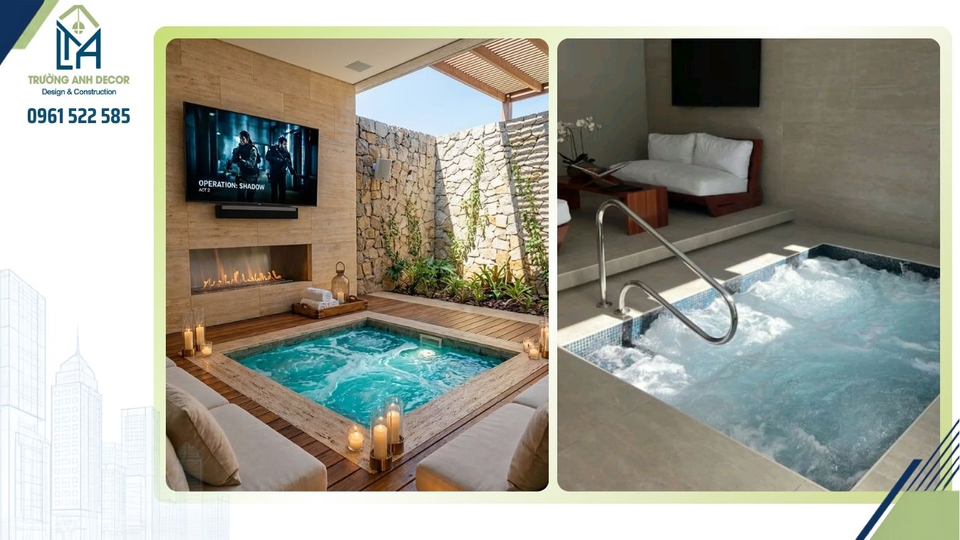 Thi công bể bơi kết hợp sục massage