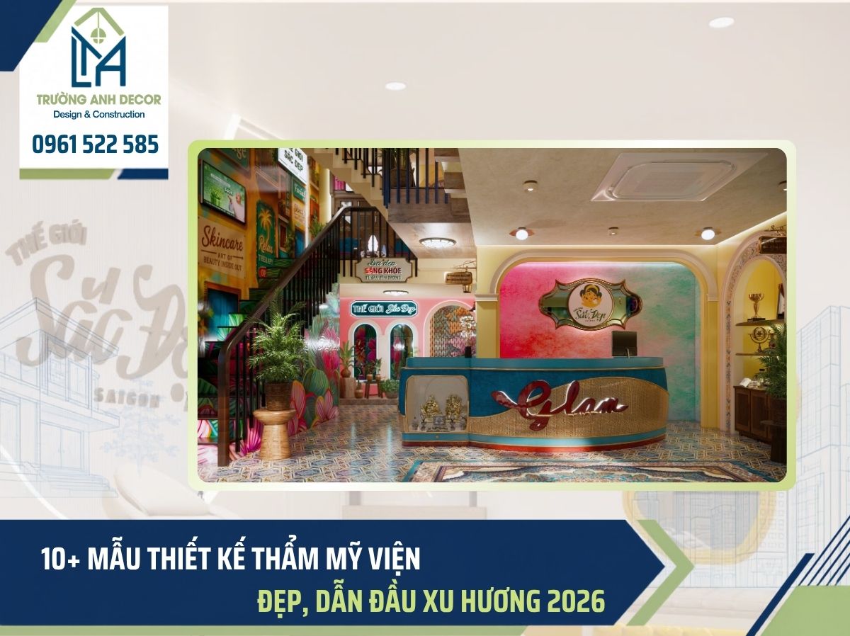 Không gian sảnh chờ sang trọng trong thiết kế thẩm mỹ viện