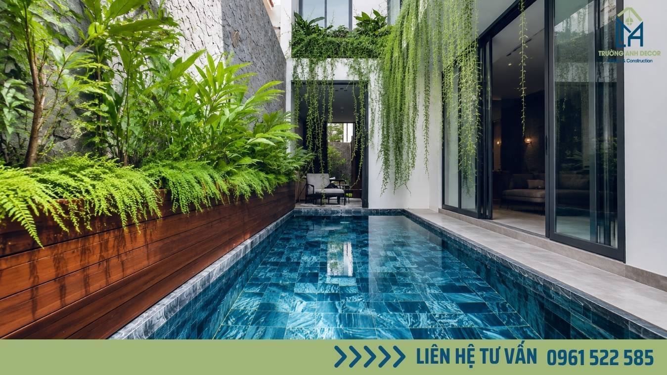 Mẫu bể bơi gia đình 35m2 trong khuôn viên biệt thự