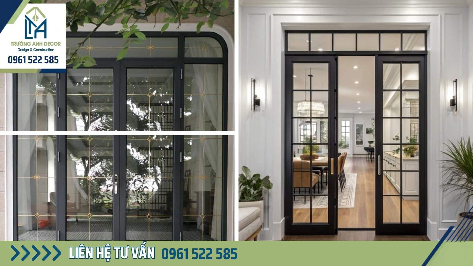 Mẫu cửa kính cường lực mở quay bản lề sàn cho nhà phố